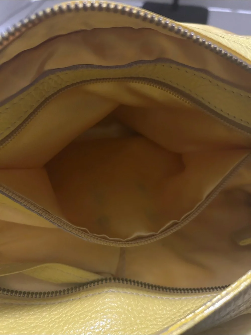 Pulicati Yellow Leather Satchel Handbag